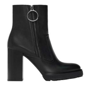 NWT Zara platform leather high heel Ankle Boot